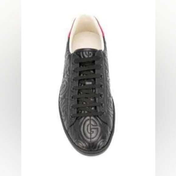 Gucci Men's Ace Rhombus Stitched GG Leather Sneakers - Picture 2 of 9